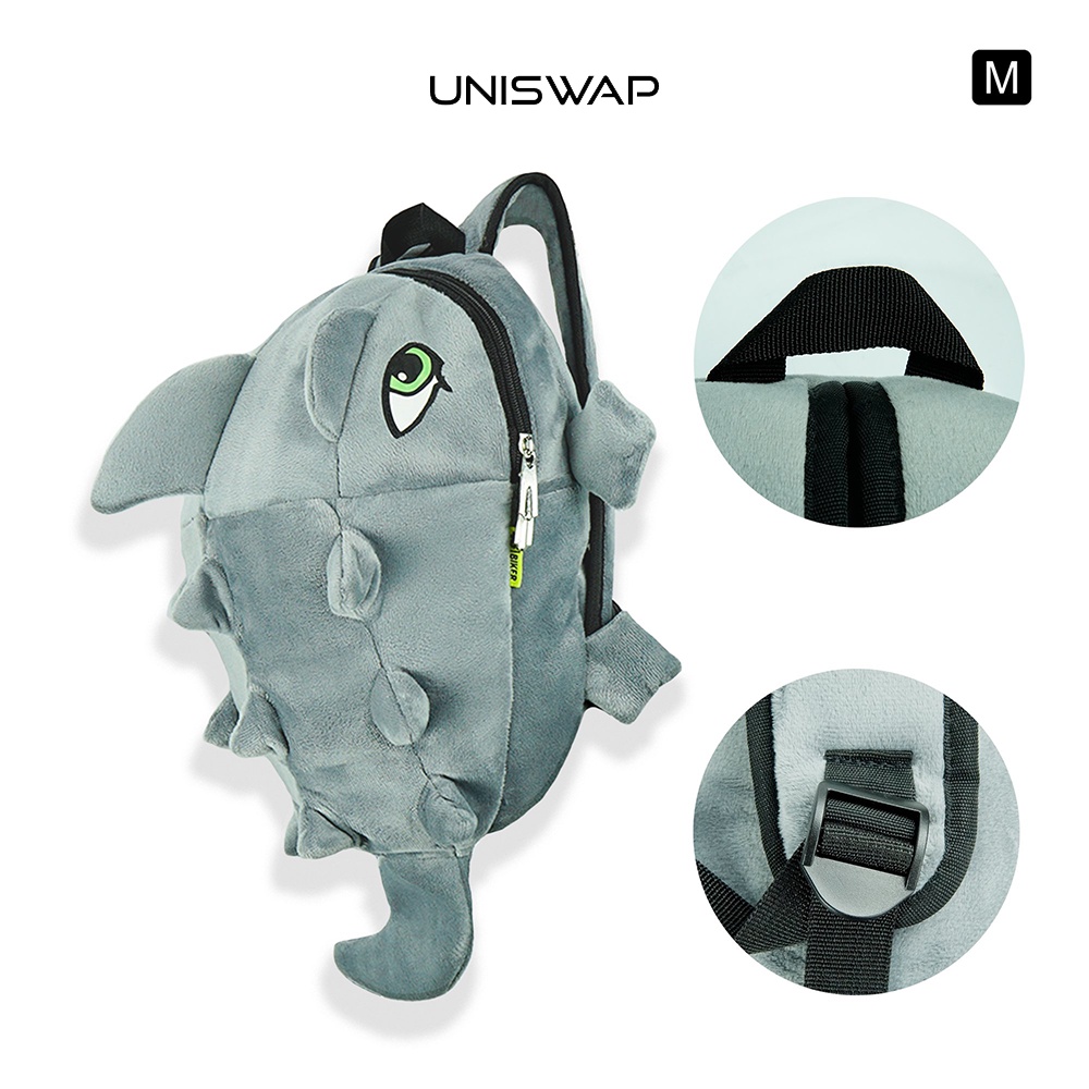 Balo mini KHỦNG LONG nhỏ dễ thương cho các bé mẫu giáo VẢI NHUNG mềm mịn MÀU ĐEN, XÁM