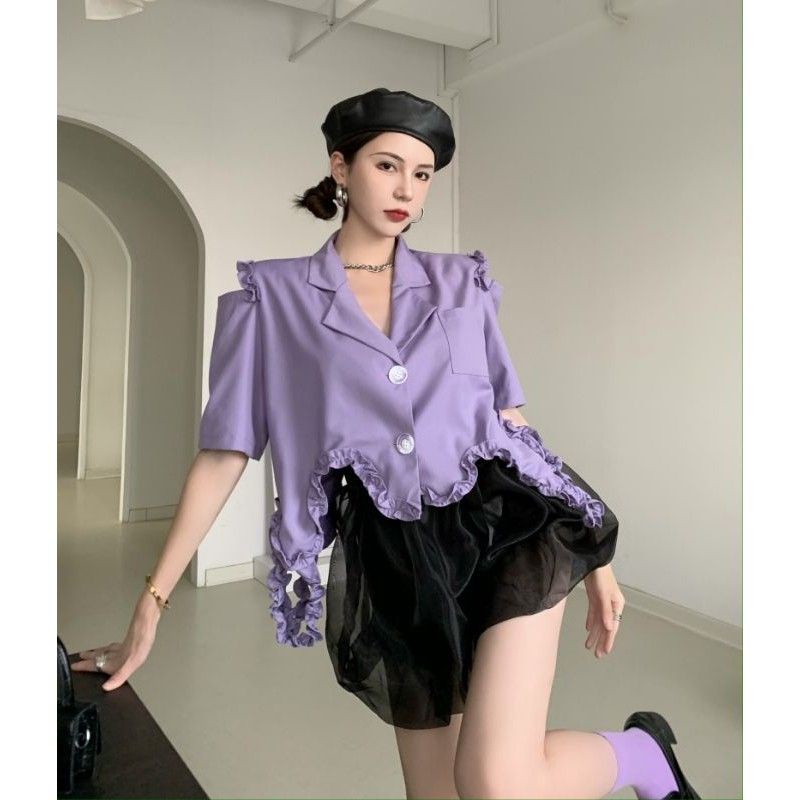 Set áo sơmi chân váy voan - Hàng Quảng Châu