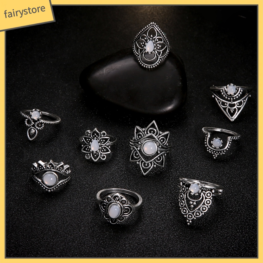 Set 1 / 9 Chiếc Nhẫn Thời Trang Retro Cho Nữ