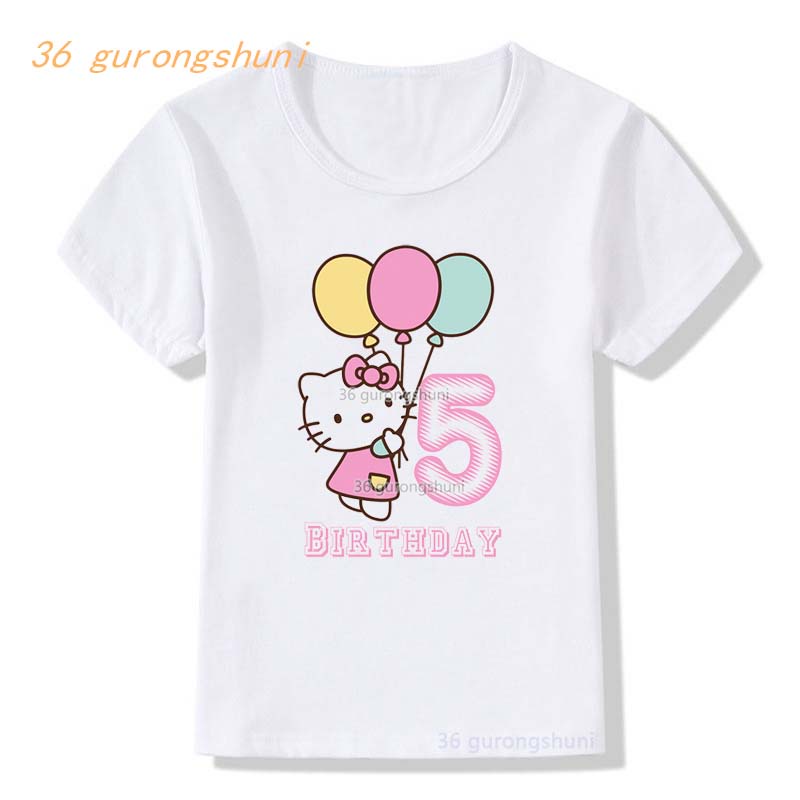 Áo Thun Tay Ngắn In Hình Mèo hello kitty Dễ Thương Thời Trang Mùa Hè Cho Bé Gái 3 4 5 6 7 8 9 Tuổi