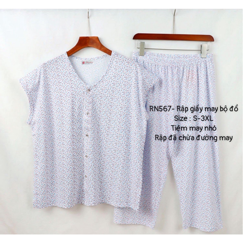 RN567_Rập giấy may bộ đồ tay liền nữ