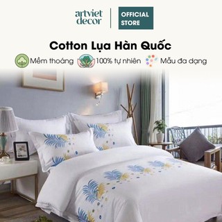 Bộ ga giường cotton lụa Hàn Quốc cao cấp ArtViet Decor mềm mịn thoáng khí set 5 món/4 món 1m6x2m 1m8x2m đa dạng mẫu mã
