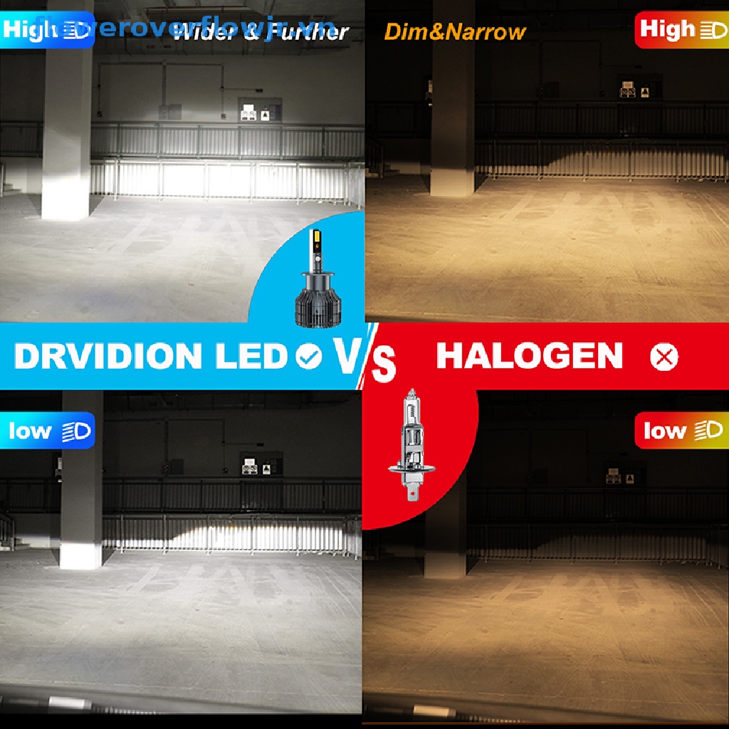 2 Đèn Pha LED H1 180W 25000LM 6500K Ánh Sáng Trắng 12V / 24V Cho Xe Hơi