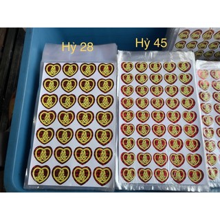 chữ hỷ dán trái cây(1tờ)