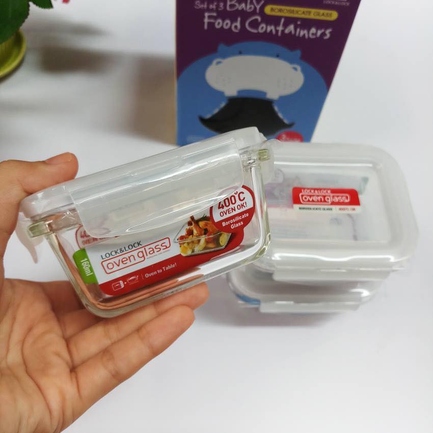 Hộp thủy tinh LocknLock Baby Food Container dùng đựng thức ăn cho bé LLG414 LLG812 LLG510 LLG161