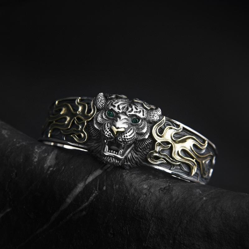 Độc đoán Thời Trang Đầu Hổ Vòng Tay Nam Dạo Phố Hip-Hop Rock Trang Sức