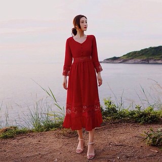 ORDER Đầm Boho, Váy phối ren dáng dài - 2 màu