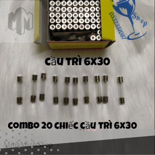 Combo 20 chiếc cầu chì thủy tinh 6x30