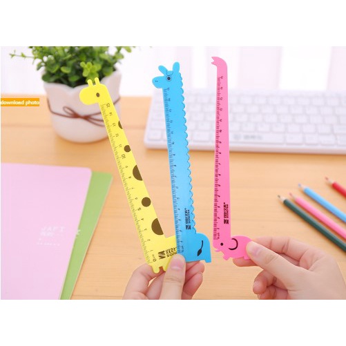 Thước kẻ học sinh hình hươu cao cổ dễ thương, thước kẻ nhựa chiều dài 15cm