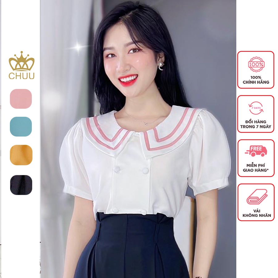 Áo sơ mi công sở nữ kiểu cổ nhọn CHUU A8117