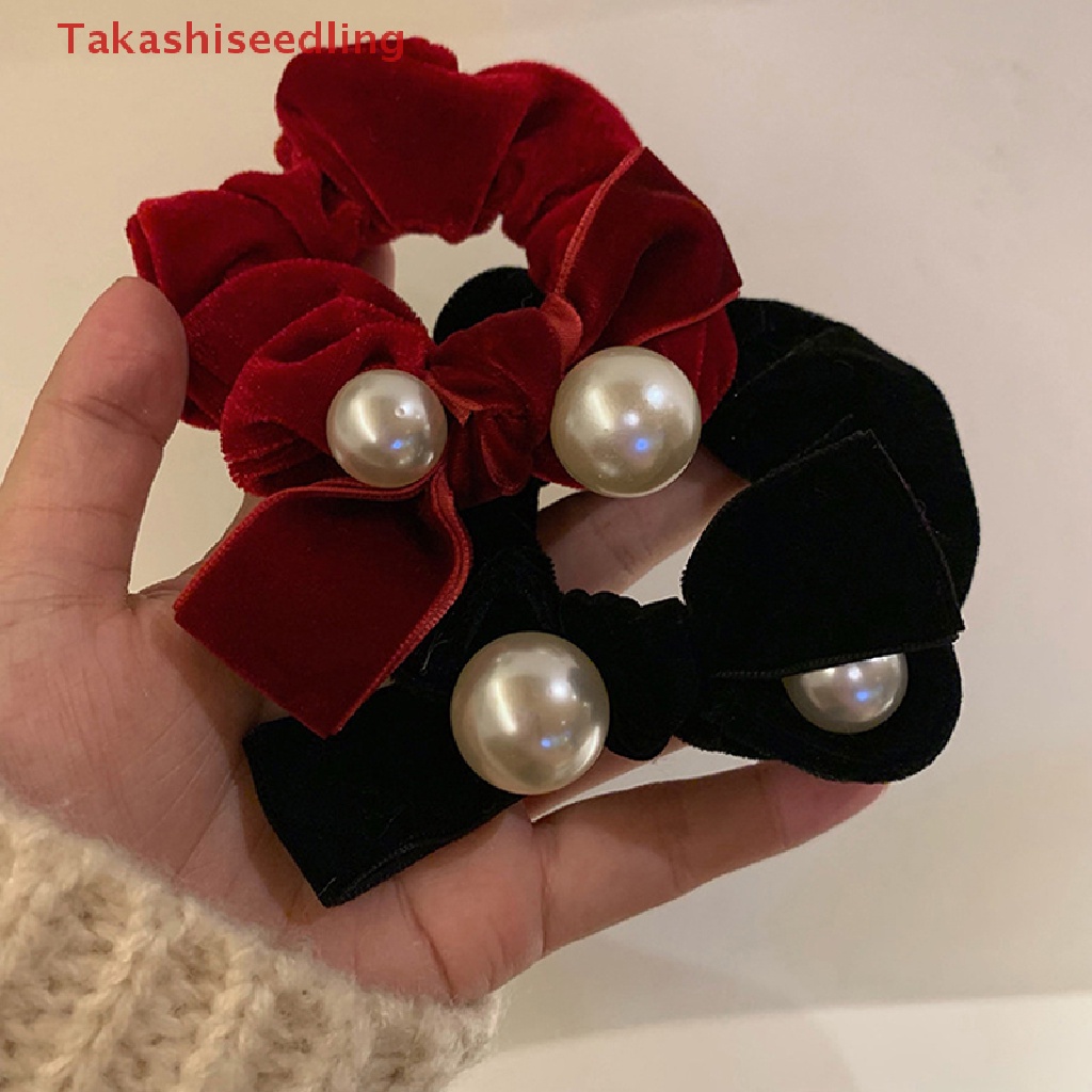 Dây Cột Tóc Nhung Thắt Nơ Màu Đen / Rượu Thanh Lịch Cho Nữ