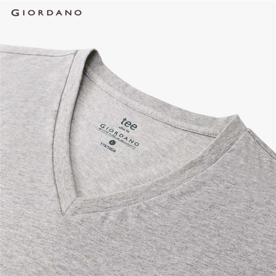 GIORDANO MEN Solid color v-neck short sleeve cotton tee 01023416