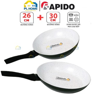 Combo 2 chảo chống dính bếp từ Rapido size 26 và 30 cm đáy chấm phủ men gốm Đức