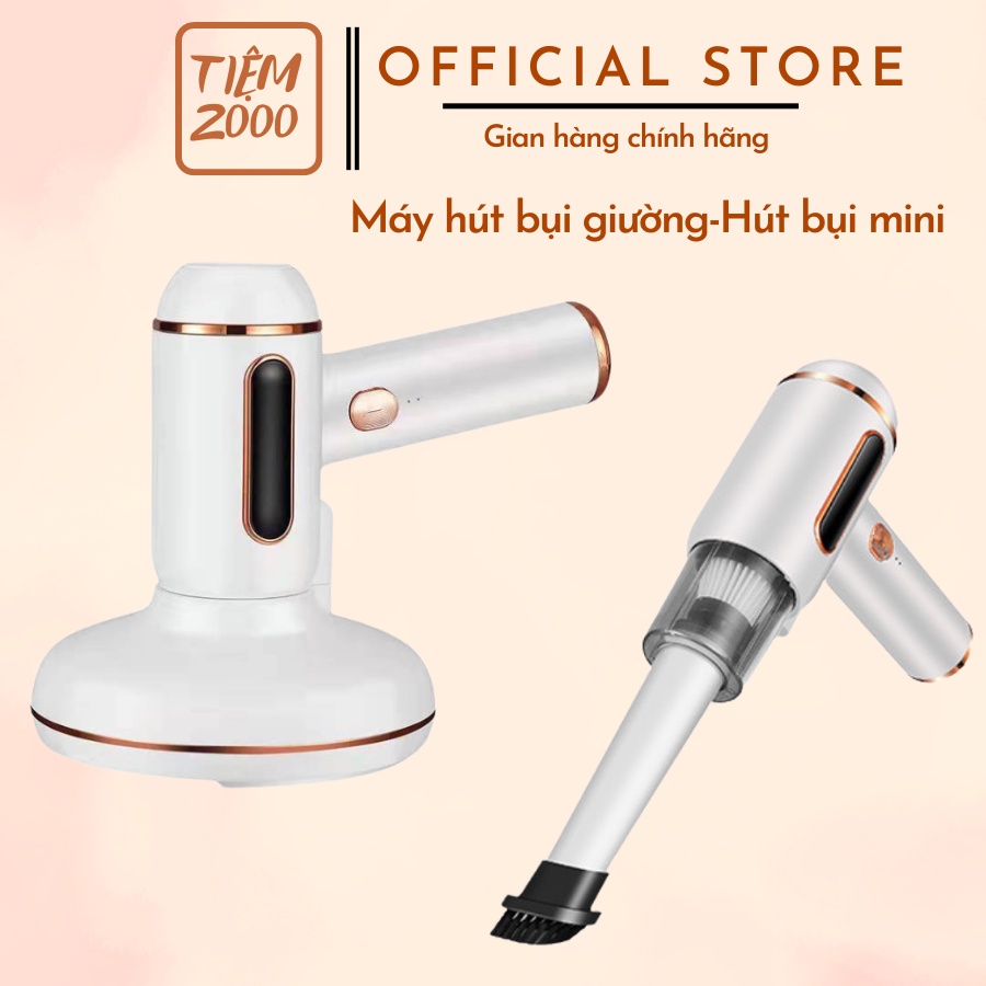 Máy hút bụi mini 2in1 kiêm máy hút bụi giường nệm tia UV mini cầm tay công suất 120w lực hút 10000PA, bảo hành 12 tháng