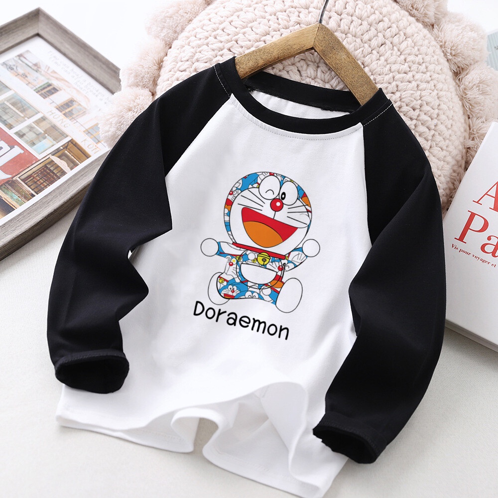 Áo Thun Dài Tay Họa Tiết doraemon Xinh Xắn Dành Cho Bé