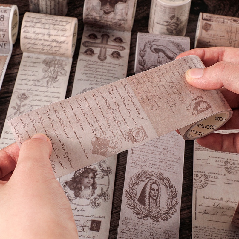 Cuộn Băng Keo Dán Trang Trí Sổ Tay Phong Cách Retro Âu Mỹ Sáng Tạo