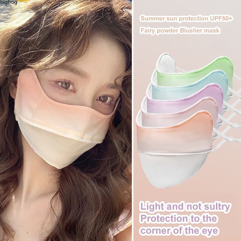 Khẩu trang chống tia UV chống nắng UPF 50+ vải thun lạnh thoáng khí tone màu loang pastel phong cách Hàn Quốc che gò má