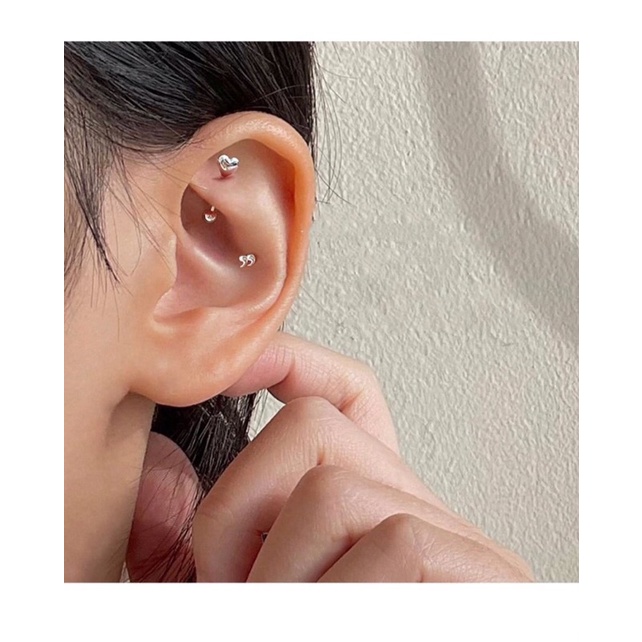 Bông tai sao, tim chốt bi, dấu phẩy 30% bạc