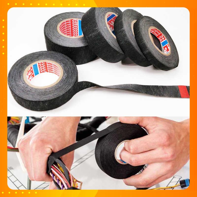 Băng dính vải 19mm ×15m, Chịu nhiệt, bọc dây điện ô tô xe máy