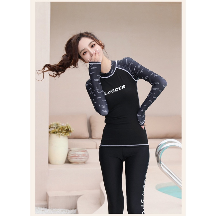 BBB Women’s Split Swimsuits Long-Sleeved Full Body Sunscreen Quick Drying Snorkeling Slimming Surfing Suit