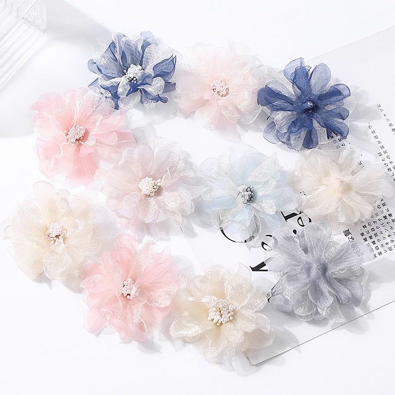 1 Nhánh Hoa Nhân Tạo Nhiều Lớp Bằng Vải Organza Nhân Tạo 8CM Dành Cho Trang Trí Nhà Cửa / Tiệc Cưới DIY