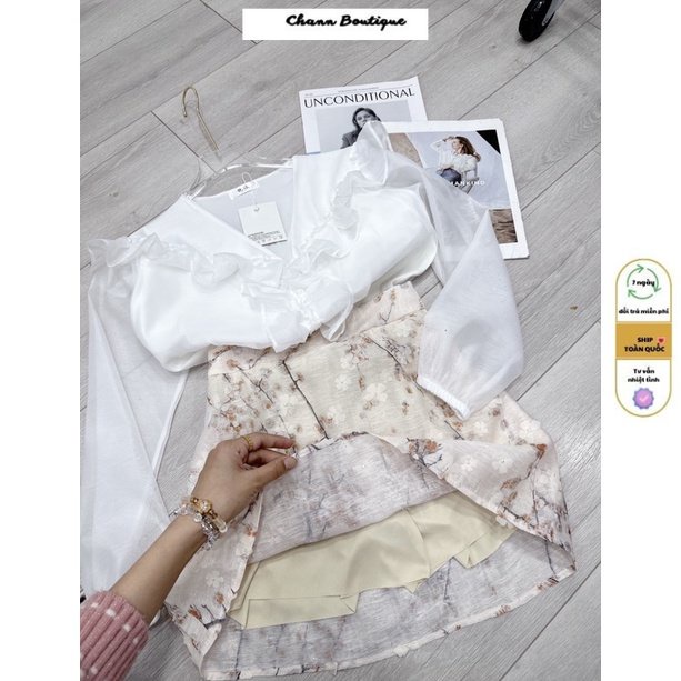 SET ÁO CỔ BÈO MIX CHÂN VÁY