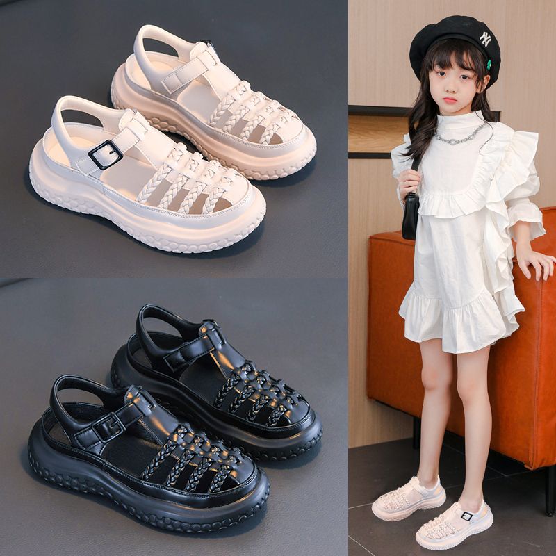 Giày Sandal Đế Mềm Chống Trượt Phong Cách Anh Quốc Thời Trang Mùa Hè Cho Bé Gái
