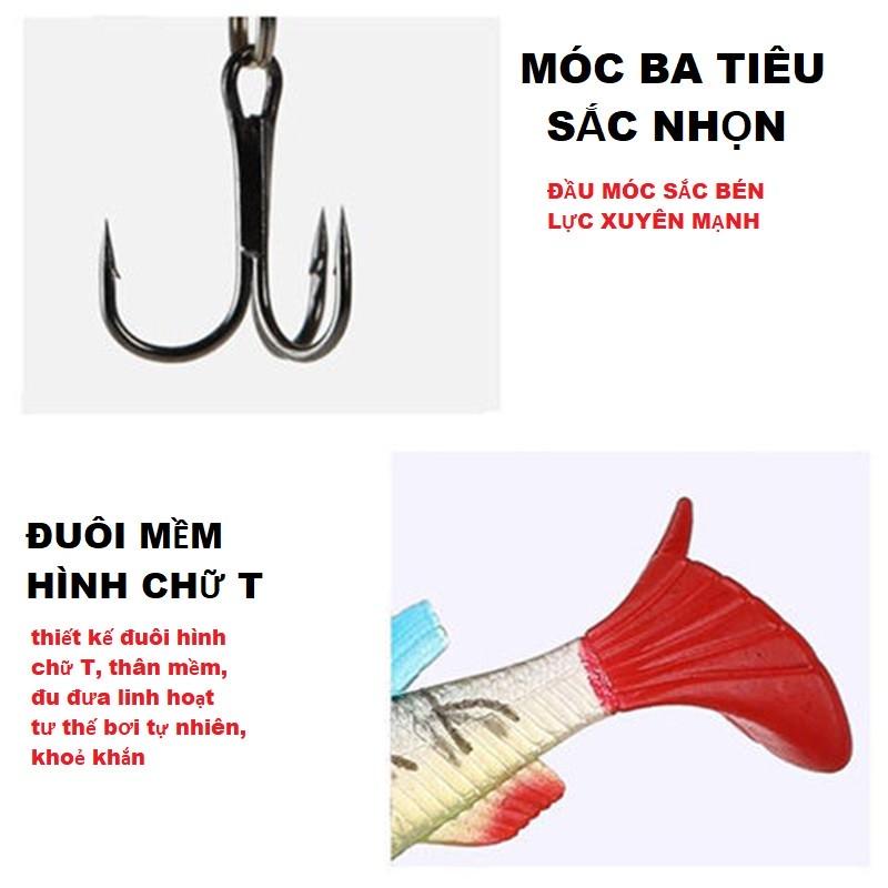 Mồi câu lure cá mềm 3D 2 lưỡi nhiều màu sắc câu cá siêu nhậy - Đồ Câu DHS