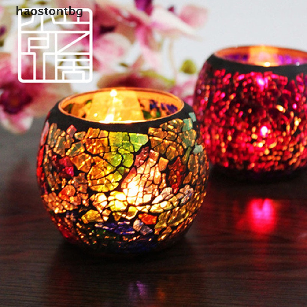 Giá Đỡ Đèn Trà Bằng Thủy Tinh Phong Cách Mosaic Độc Đáo Trang Trí Nhà Cửa