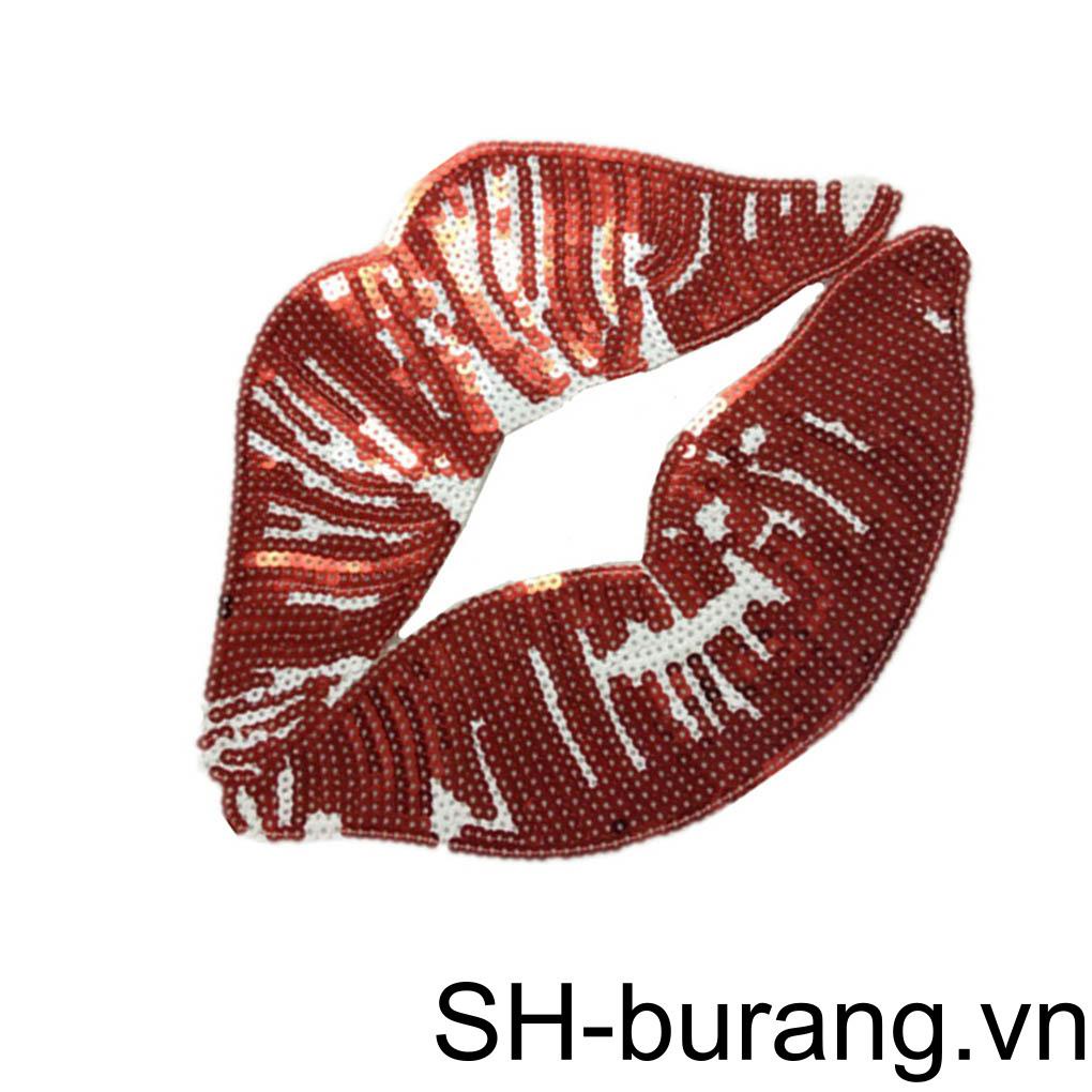 [Buran] Hình Dán Lớn Màu Đỏ Đính Sequin DIY Cho Nữ