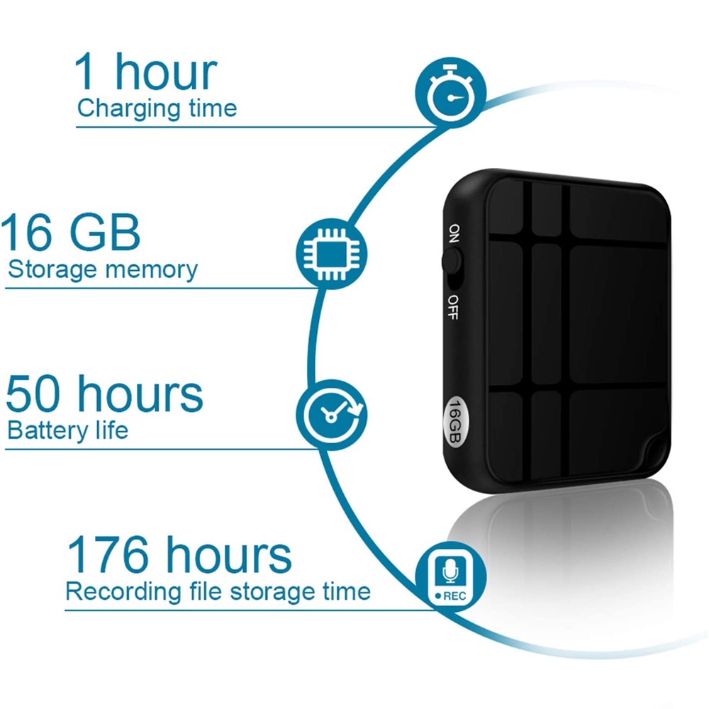 Máy Ghi Âm Mini MP3 Kèm Dây Đeo Lưng Tiện Dụng Cho Họp Giảng Dạy