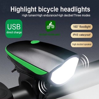 [Siêu Rẻ- Free Ship] Đèn xe đạp thể thao có còi chống nước sạc USB