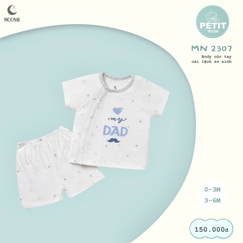 Bộ cộc tay/ body cài lệch sơ sinh petit họa tiết cho bé MOON