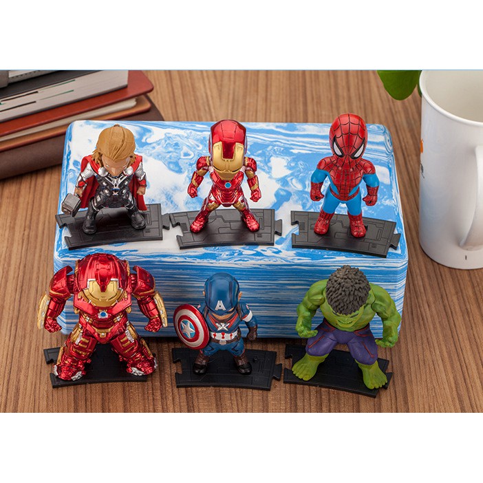 Bộ 6 Nhân Vật Avenger Mini Để Bàn- Bộ Sưu Tập Mô Hình Nhân Vật Siêu Anh Hùng Marvel - Mô Hình Đồ Chơi