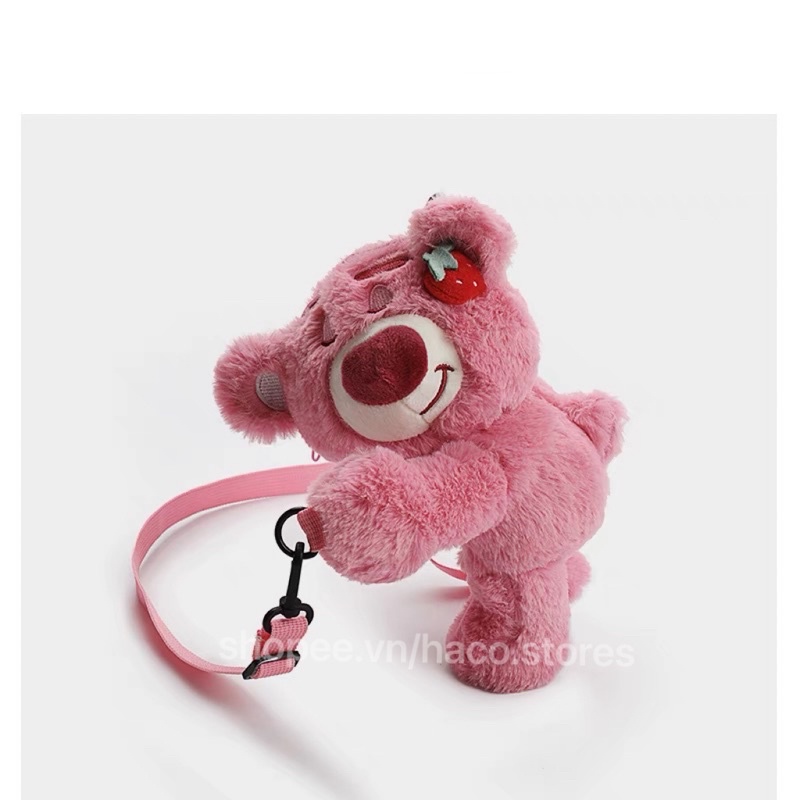 Túi Đeo Chéo Hình Gấu Bông Dâu Tây Lotso Dễ Thương Cho Nữ