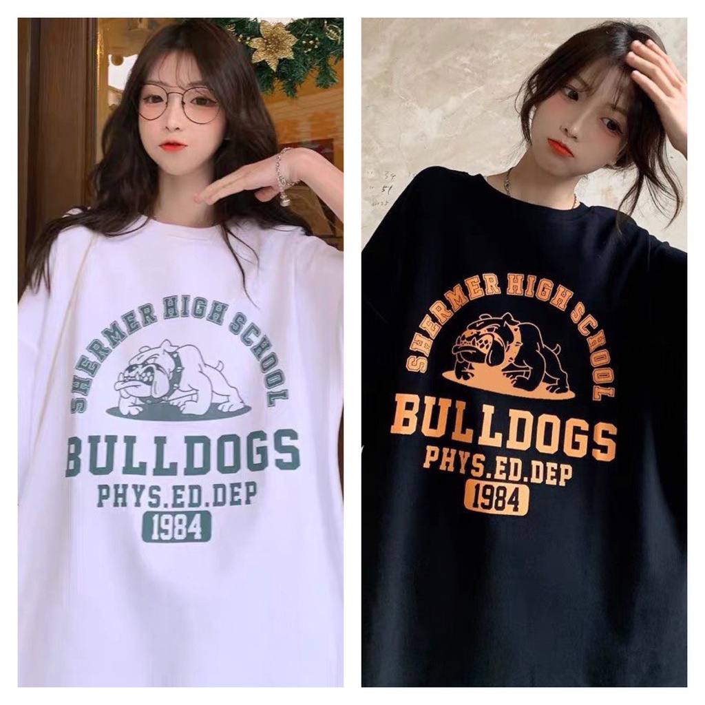 Áo phông thun unisex BULLDOGS nam nữ form thụng tay lỡ chất cotton xịn sò 2 màu Đen, Trắng.Phong cách thể thao HQ