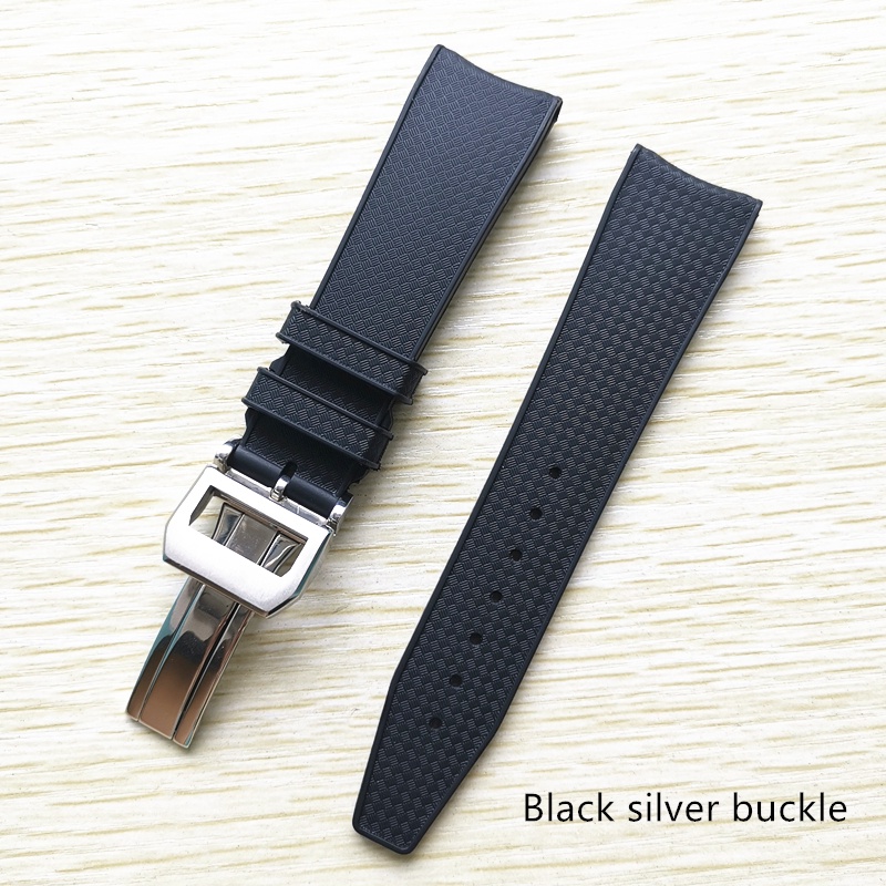 Dây Đeo Đồng Hồ Bằng Cao Su Silicon Chống Bụi 22mm Màu Xanh Dương Đen Thông Dụng