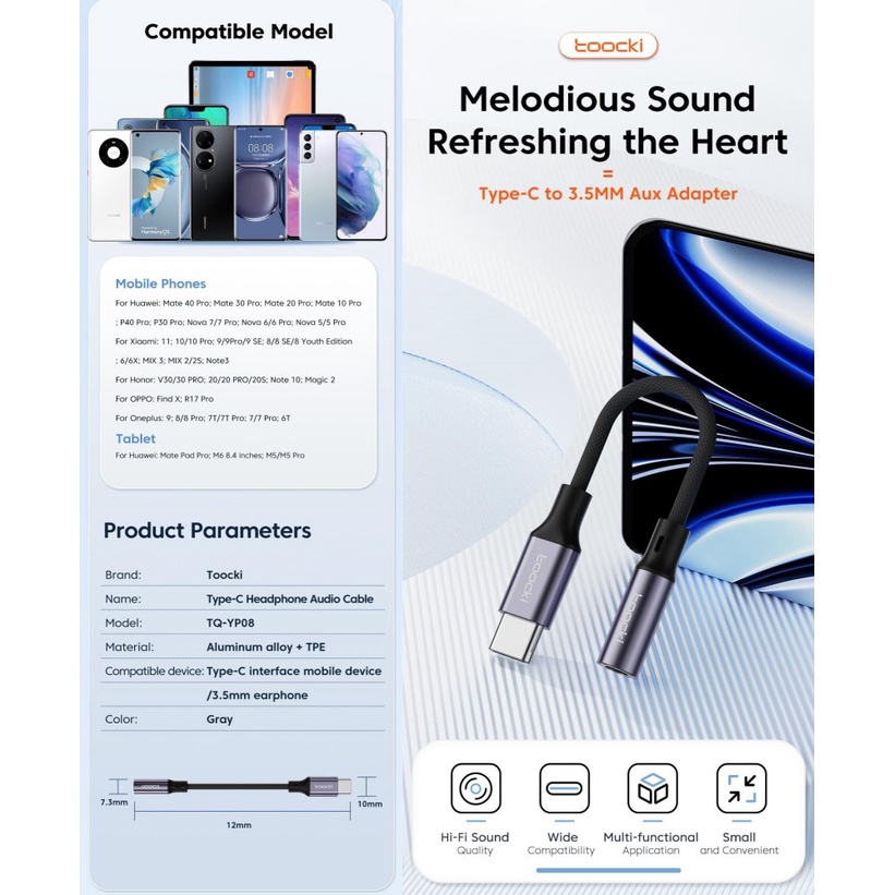 Dây Cáp Chuyển Đổi Tai Nghe USB Type C 3.5mm Cho Huawei P30 Xiaomi