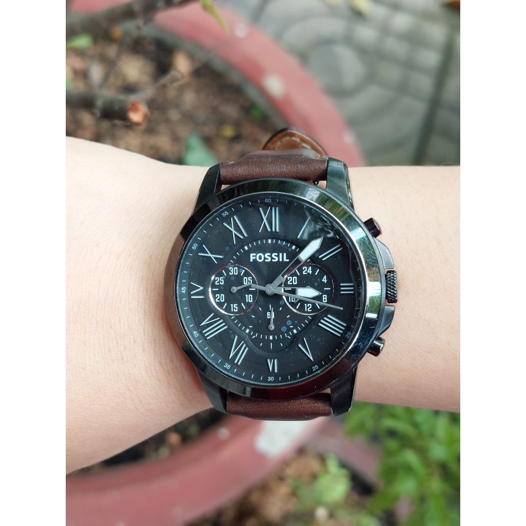 Đồng hồ nam Fossil 6 kim mặt đen chạy pin hàng Si