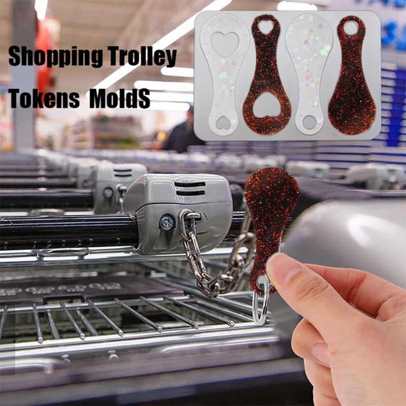 Khuôn Làm Móc Khóa Bằng Nhựa Resin Hình Xe Đẩy Mua Sắm