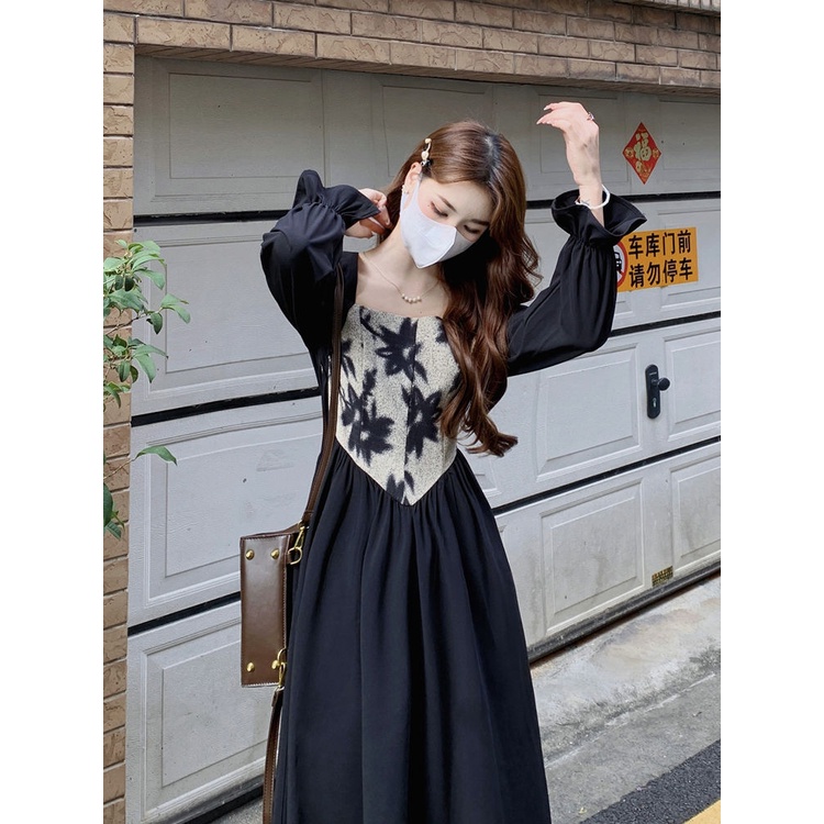 COZOK Đầm Tay Dài Phối Bèo Thiết Kế Ôm Sát Tôn Dáng