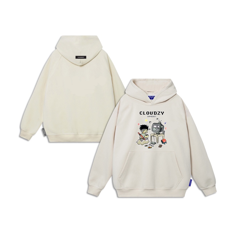 Áo hoodie nữ form rộng nam local brand unisex cặp đôi nỉ ngoại cotton có mũ xám đen dày cute zip CLOUDZY GAMEBOY