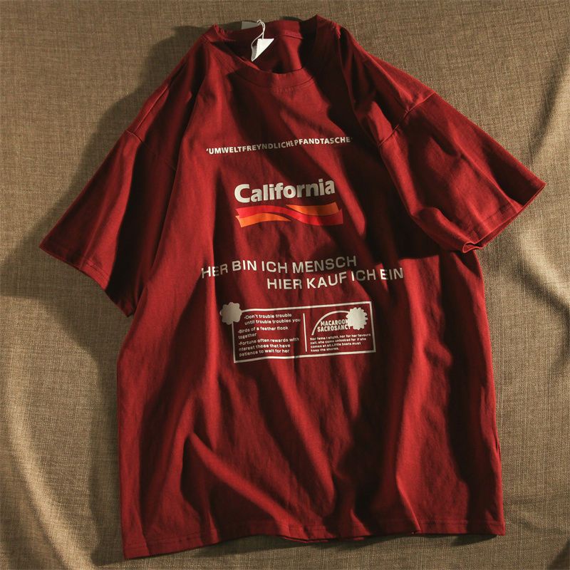 COZOK Áo Thun Dáng Rộng In Chữ Kiểu vintage Cá Tính Cho Các Cặp Đô