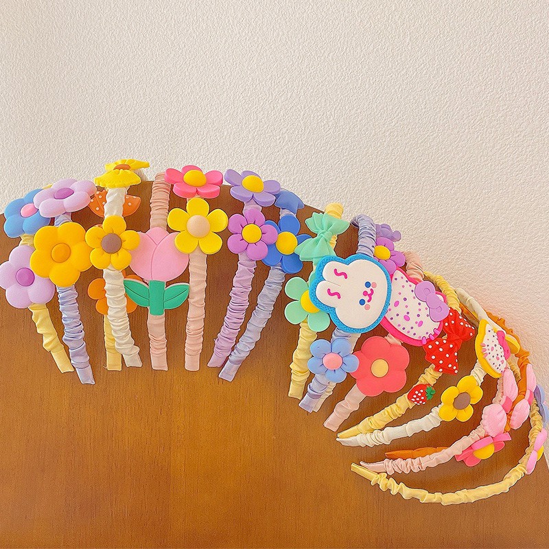 Băng Đô Cài Tóc Xếp Ly Chống Trượt In Họa Tiết Hoạt Hình Dễ Thương Thời Trang Cho Bé