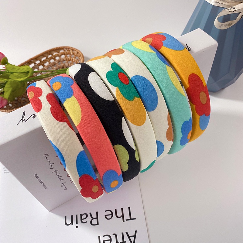 Băng Đô Cài Tóc Bằng Vải Họa Tiết Hình Học Màu Sắc Ngọt Ngào Phong Cách Hàn