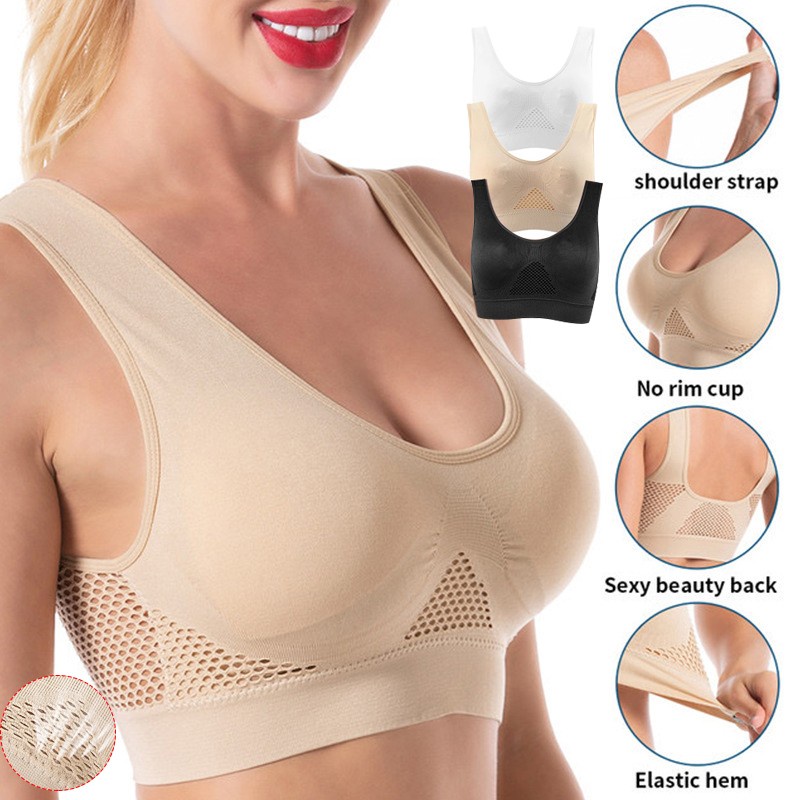 Áo Ngực Thể Thao Dạng Lưới Không Gọng Có Mút Nâng Ngực Size XS-6XL