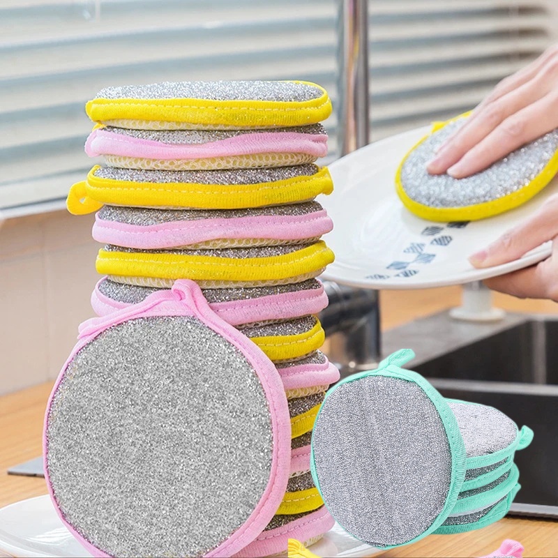 Set 5 Miếng Bọt Biển Hai Mặt Chống Dầu Mỡ Làm Sạch Sâu Cho Bồn Rửa Chén Nhà Bếp
