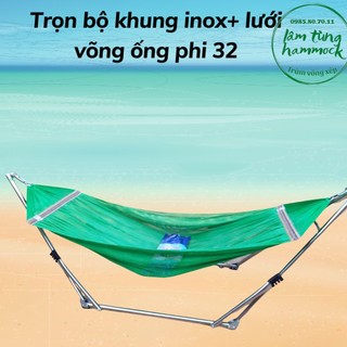 Võng xếp inox Cao cấp phi 32 cả bộ gồm lưới cán thép cỡ đại loại 1(khung bảo hành 1 năm)