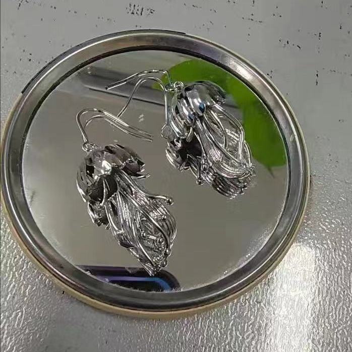 Bán Chạy!F &amp; X Khuyên Tai Dạng Kẹp Hình Sứa Biển Bằng Bạc Sterling Thủ Công Độc Đáo Làm Quà Tặng