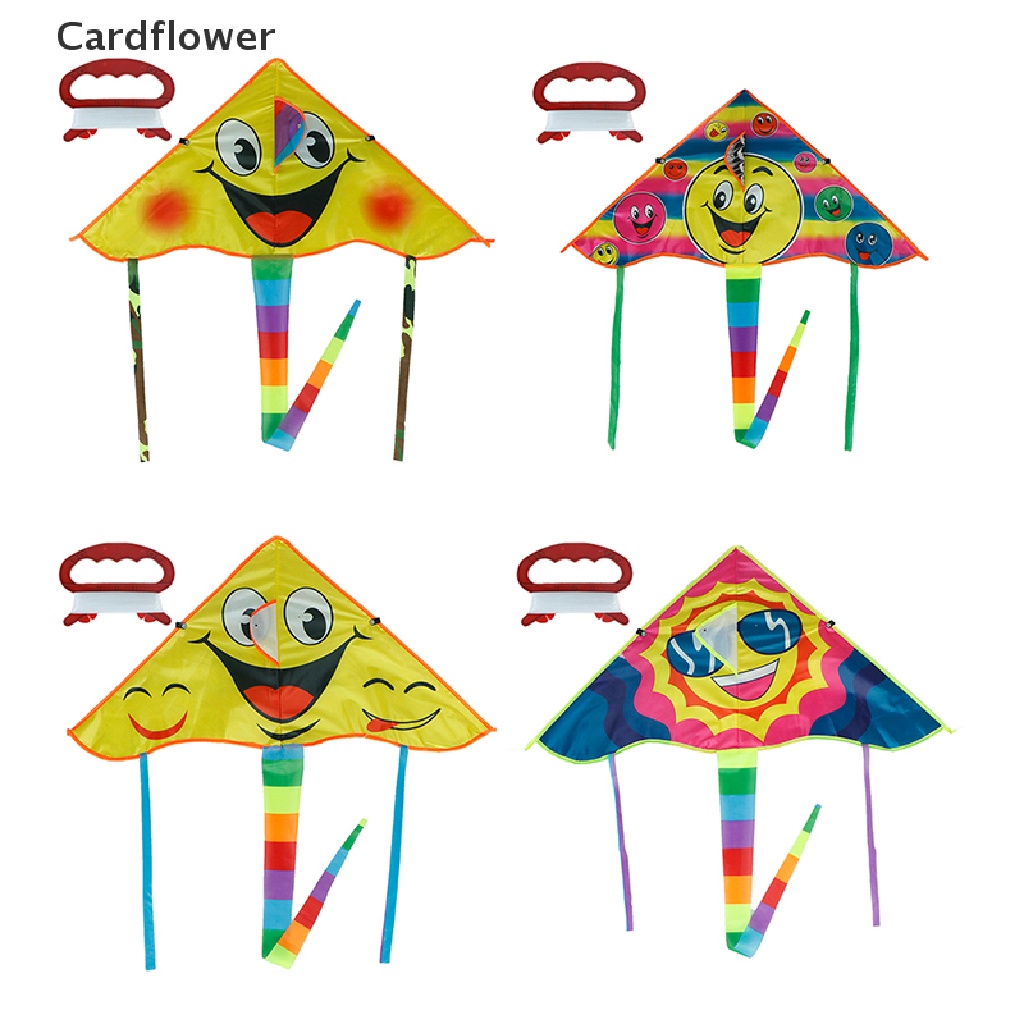 1 Bộ Diều Thể Thao Ngoài Trời Hình Mặt Cười 80 * 45cm Có Tay Cầm 50m